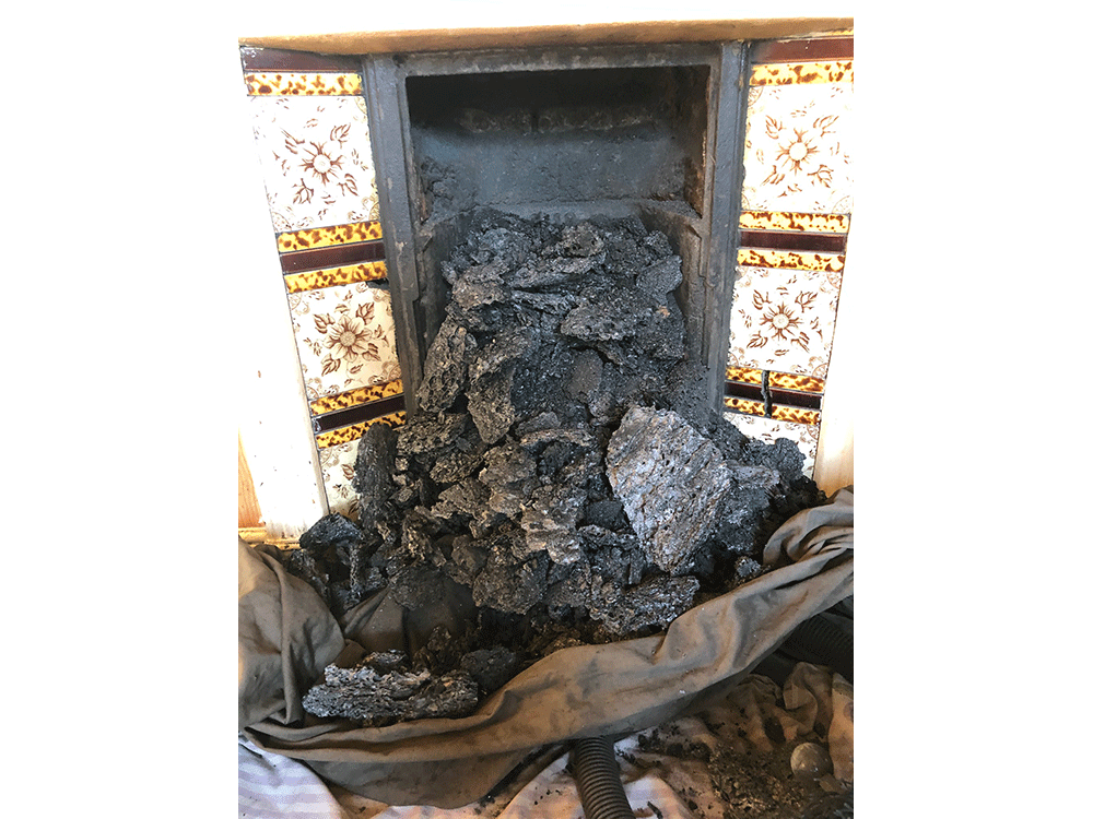 Debris from a chimney fire